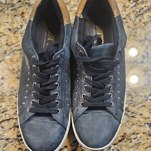 Born Black and Gold Studded Sneakers Womens Size 8. Leather Upper